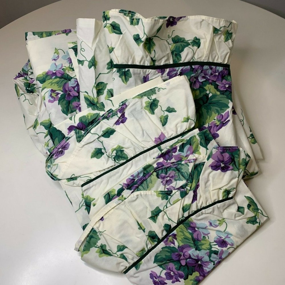 vintage waverly sheet set full white with purple f